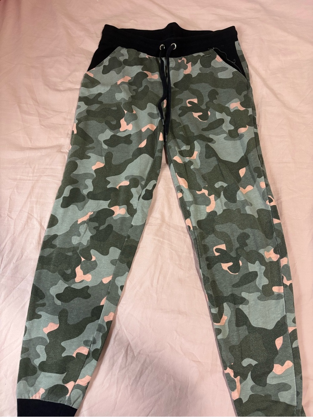 Camouflage Jogger Pants with Pink Accent